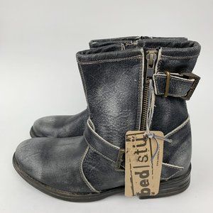 Bed Stu Grey Leather Distressed Ankle  Boots 10